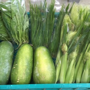11/2(thu)本日の仕入れです。  糸満市 中村一敬さんの自然栽培の冬瓜・にら、無農薬栽培のベビーコーン・からし菜、が入荷しました！
