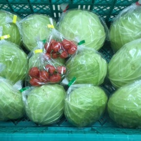 12/25(mon)本日の仕入れです。  ご好評いただいている、うるま市 玉城勉さんの自然栽培のキャベツが沢山入荷しました！  ミニトマトも入荷しましたよ～！！