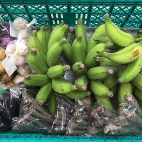 6/19(tue)本日の仕入れです。  うるま市 玉城勉さんの自然栽培の黒人参・なす・ブラジル島バナナ・島ニンニク・玉ねぎ・赤玉ねぎが入荷しました！